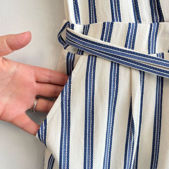 Anthropologie Greylin Blue Striped Josie Romper Shorts Size M Belted Soft - Picture 7 of 16